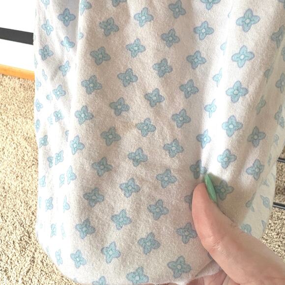Eileen West White Patterned Blue Nightgown Embroidered Mumu Small - Picture 5 of 9